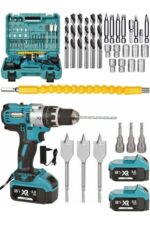Germany Thechnology Xr 58 Watt 5 Ah Çift Akülü Şarjlı Vidalama Darbeli Matkap Blue