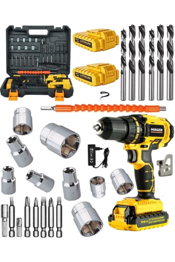 1_org_zoom Germany Thechnology 12 Volt 1,5 Ah Darbeli Çift Akülü 24 Parça Setli,çantalı Şarjlı Vidalama Matkap - Görsel 1