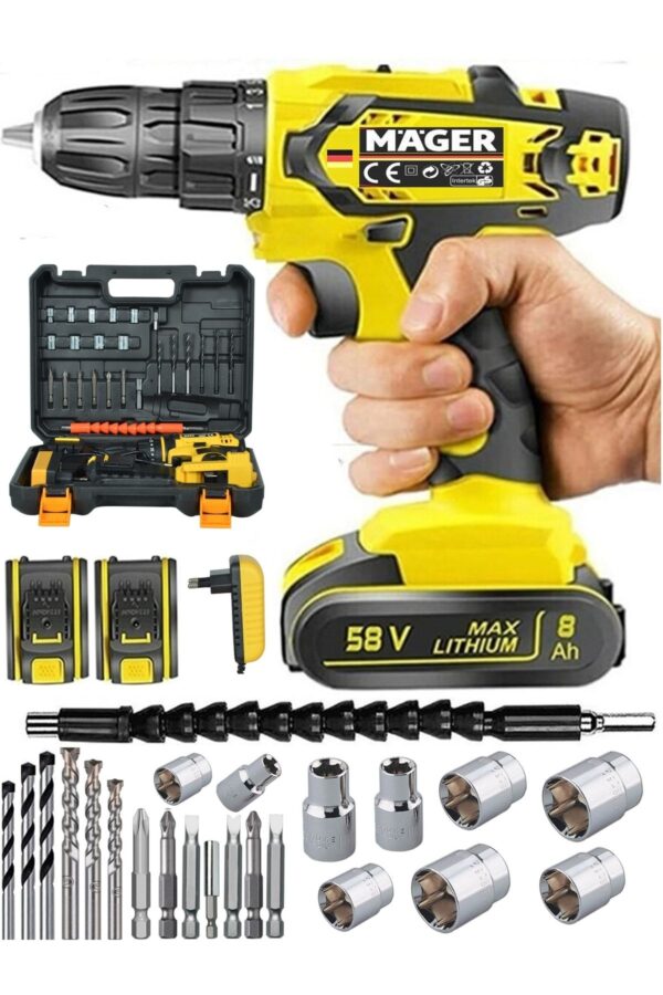 1_org_zoom Alman Metal Şanzıman Max-drb Sjs 58 Watt 8 Ah Darbeli Şarjlı Vidalama Matkap - Görsel 1