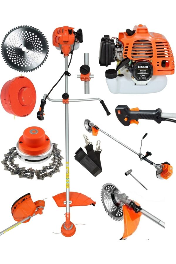 Benzinli Yan Tip 52 Cc 9,9hp Tırpan Capa Aparatlı Canavar Başlık Çim Çalı Çırpı Biçme Makinası - Görsel 2